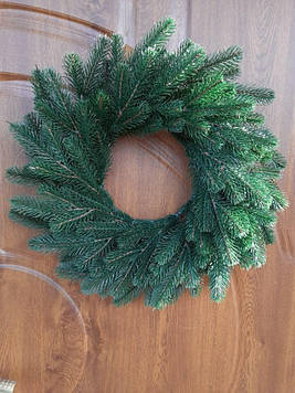 Вінок хвойний штучний новорічний Литий Елітний Зелений 50 см, Новорічний декор для дому