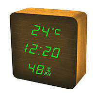 Часы сетевые VST-872S-4, зеленые, температура, влажность, USB