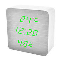 Часы сетевые VST-872S-4, зеленые, температура, влажность, USB