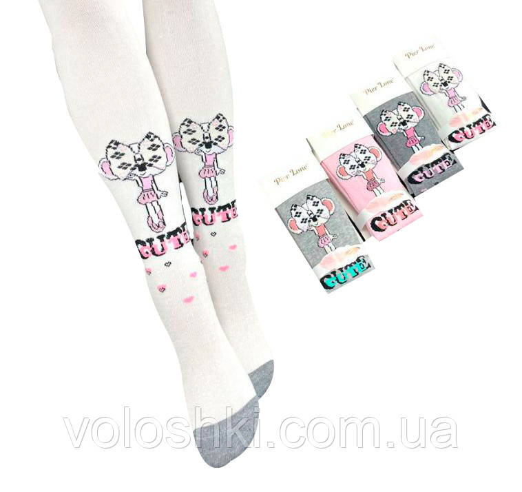 Колготи для дівчинки демісезонні, з малюнком Дівчинка з бантиком, фото 1