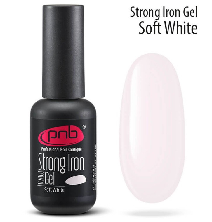 Гель для нарощування PNB Strong Iron Gel 8 мл, ніжно-білий Soft White