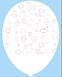 Латексна кулька з малюнком "Колечка, діаманти" принт рожевий світлий Belbal асорті 12" 30см 038 ТМ "Star", фото 2