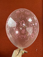 101 Латексна кулька з малюнком "Колечка, діаманти" принт рожевий світлий Belbal асорті 12" 30см 038 ТМ "Star"