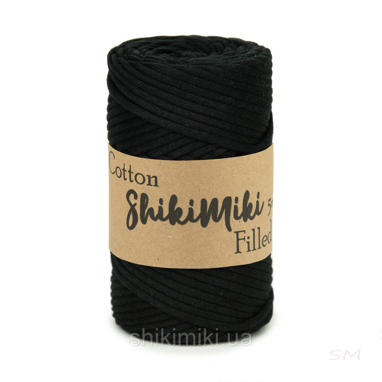 Трикотажний бавовняний шнур Cotton Filled 5 мм, колір Чорний