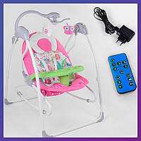 Укачивающий центр детский с пультом JOY 3в1 CX-30858 Детское кресло-качалка с пультом розовый
