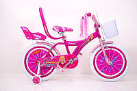 Детский двухколесный велосипед для девочки BEAUTY с сидением для куклы и родит.ручкой "Барби"Barbie колеса 20д