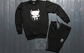 Спортивний чорний костюм з білим логотипом pitbull monster