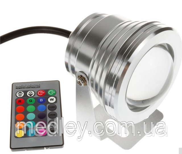 Светильник подводный LED RGB IP67 10W 12V с пультом - фото 2 - id-p548897271