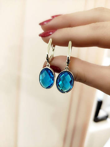 Срібні сережки Ізабель Вісюльки з Гідротермальним Аквамарином DARIY 174с, фото 2