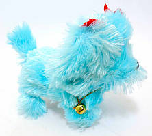 Блакитний інтерактивний собака пухнастий з бантиками T44-2