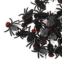 Декор на Хеллоуїн штучі мухи 10 штук розмір 1 см чорний