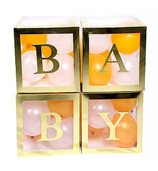 Набір коробок для повітряних куль "BABY", 30*30 см, колір - золото