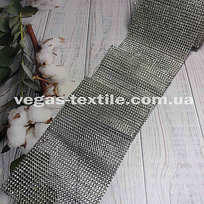 Стрічка зі стразами (шина) 12 см/намотування 9 м (стрічка з імітацією страз) Сріблястий