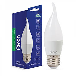 Світлодіодна лампа Feron LB-737 6W E27 4000K свічка на вітрі