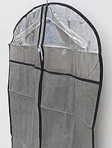 Чохол для зберігання і упаковки одягу на блискавці флізеліновий сірого кольору. Розмір 60 см*137 см., фото 2