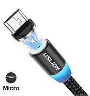 USB - Micro USB кабель з магнітним конектором 360° і LED індикацією 2.4а 1м