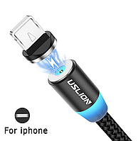 USB - Lightning для iPhone, iPad кабель з магнітним конектором 360° і LED індикацією 2.4а 1м