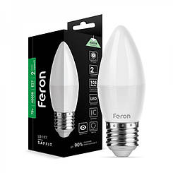 Світлодіодна лампа Feron LB-197 7W E27 4000K свічка