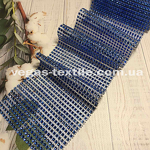 Стрічка зі стразами (шина) 12 см/намотування 9 м (стрічка з імітацією страз) Синій