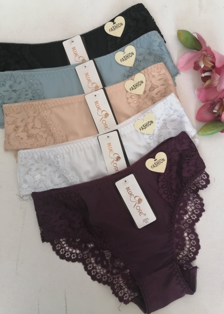 Труси жіночі віскоза з мереживом середня посадка 48-52р білі, фото 1