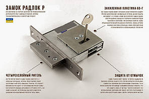 RADLOCK P 206 — малий замок PAДЛОК з лицьовою планкою під КАЛЕ в кожусі
