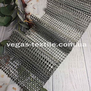 Стрічка зі стразами (шина) 12 см/намотування 9 м (стрічка з імітацією страз) Сріблястий