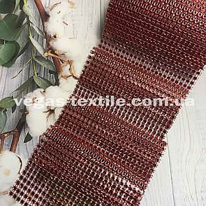 Стрічка зі стразами (шина) 12 см/намотування 9 м (стрічка з імітацією страз) Червоний