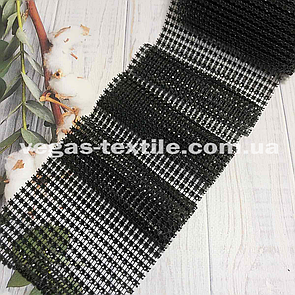 Стрічка зі стразами (шина) 12 см/намотування 9 м (стрічка з імітацією страз) Чорний