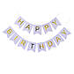 Гірлянда з прапорців бузкова, розтяжка Happy Birthday із золотими літерами довжина 3 м, фото 3