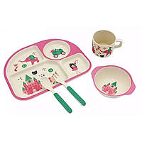 Набор детской посуды из бамбука Bamboo Fibre kids set Принцесса 5 в 1 (B15160)