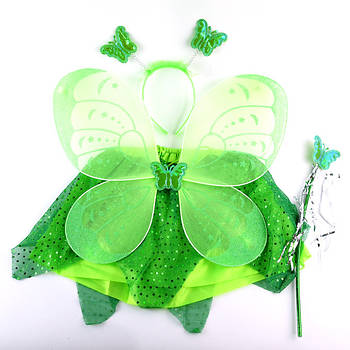 Дитячий карнавальний костюм "Метелик" 4 предмета - карнавальний костюм для дівчинки Зелений