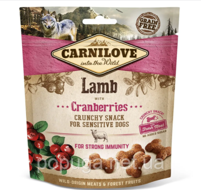 Ласощі для собак Carnilove Lamb with Cranberries 200г (для імунітету)