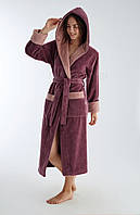 Классический женский халат с капюшоном Nusa (новинка) NS-4145 сиренево-розовый