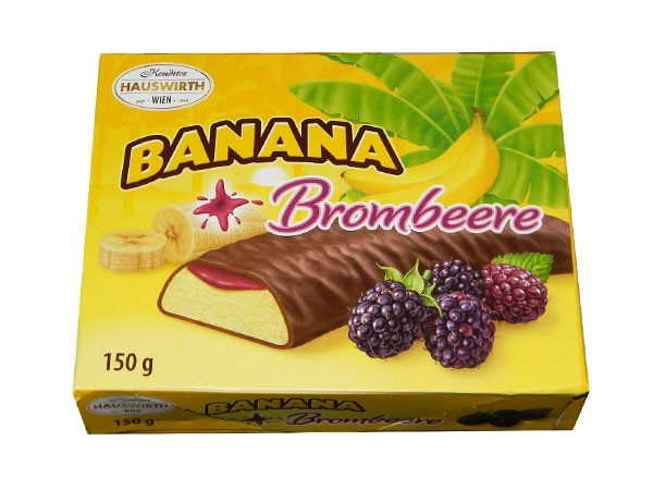 Цукерки Шоколадні Суфле Хаусвирт Банан і Ожина Hauswirth Banana Brombeere 150 г Австрія, фото 1