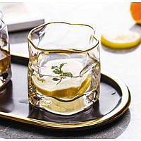 Оригинальные стакан для виски Old Fashion Wave 250 мл, золотой ободок