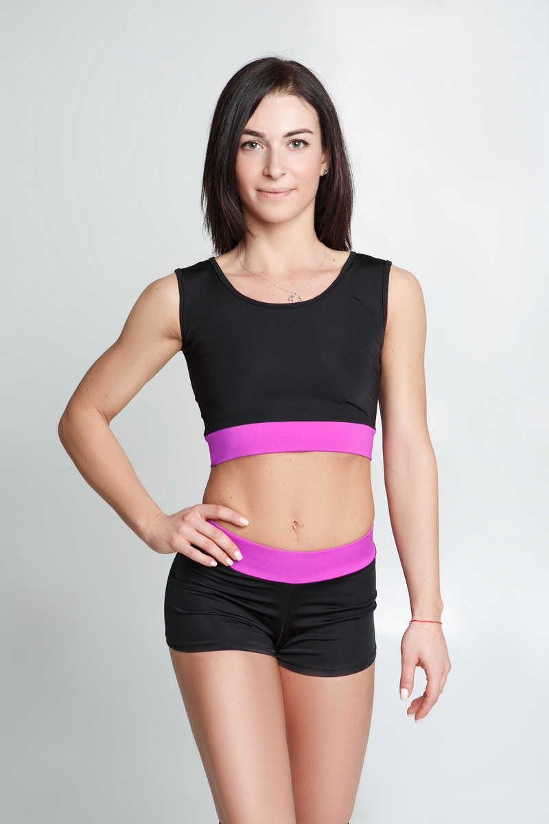 Топ (32, чорний, бузок, з манжетою, біфлекс)