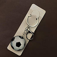 Брелок Спорт Футбольний м'яч 3D білий, сріблястий метал L-10см
