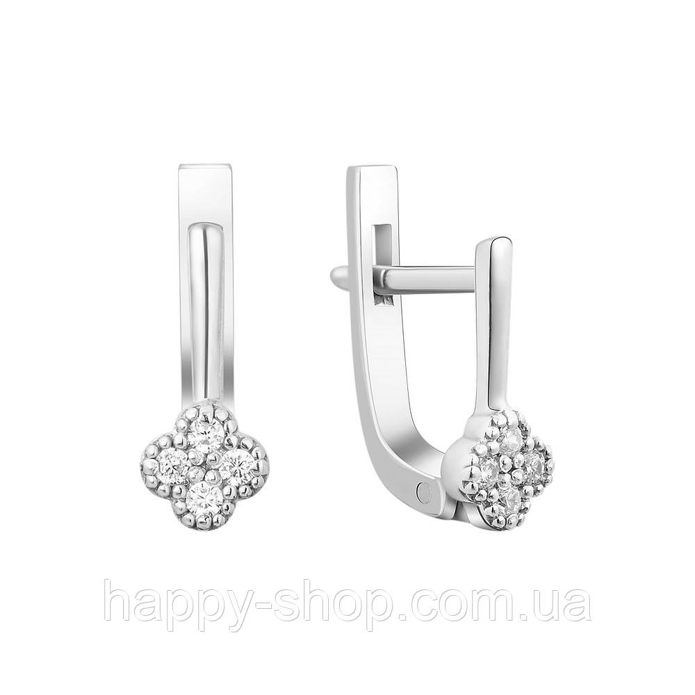 Срібні сережки з діамантом B001-10