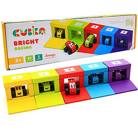 Дитячий дерев'яний конструктор Cubika (Кубика) Левеня, Кольорові гонки, 25 деталей (14859)