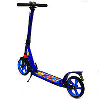 Двоколісний Самокат Scooter Синій колеса PU, d=20см, 2 амортизатора, затиск керма (00692), фото 4