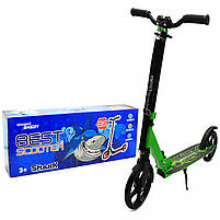 Самокат двоколісний Shark (акула) BEST SCOOTER салатовий, колеса PU - 200 мм (69496), фото 6