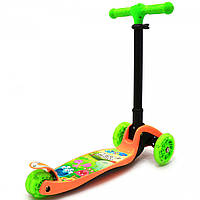 Самокат триколісний дитячий (ПУ колеса, тихі, світяться, з ліхтариком на кермі) 40100, фото 4