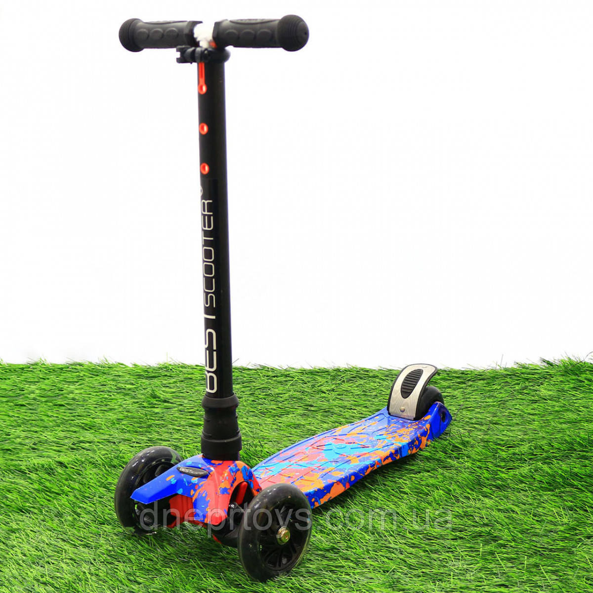 Самокат триколісний дитячий MAXI Best Scooter пластмасовий, 4 колеса PU, СВІТЛО d = 12см (779-1338), фото 1