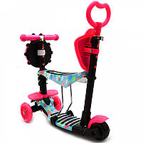 Самокат-беговел Дитячий транспорт з батьківською ручкою 5в1, який світиться (11210), фото 5