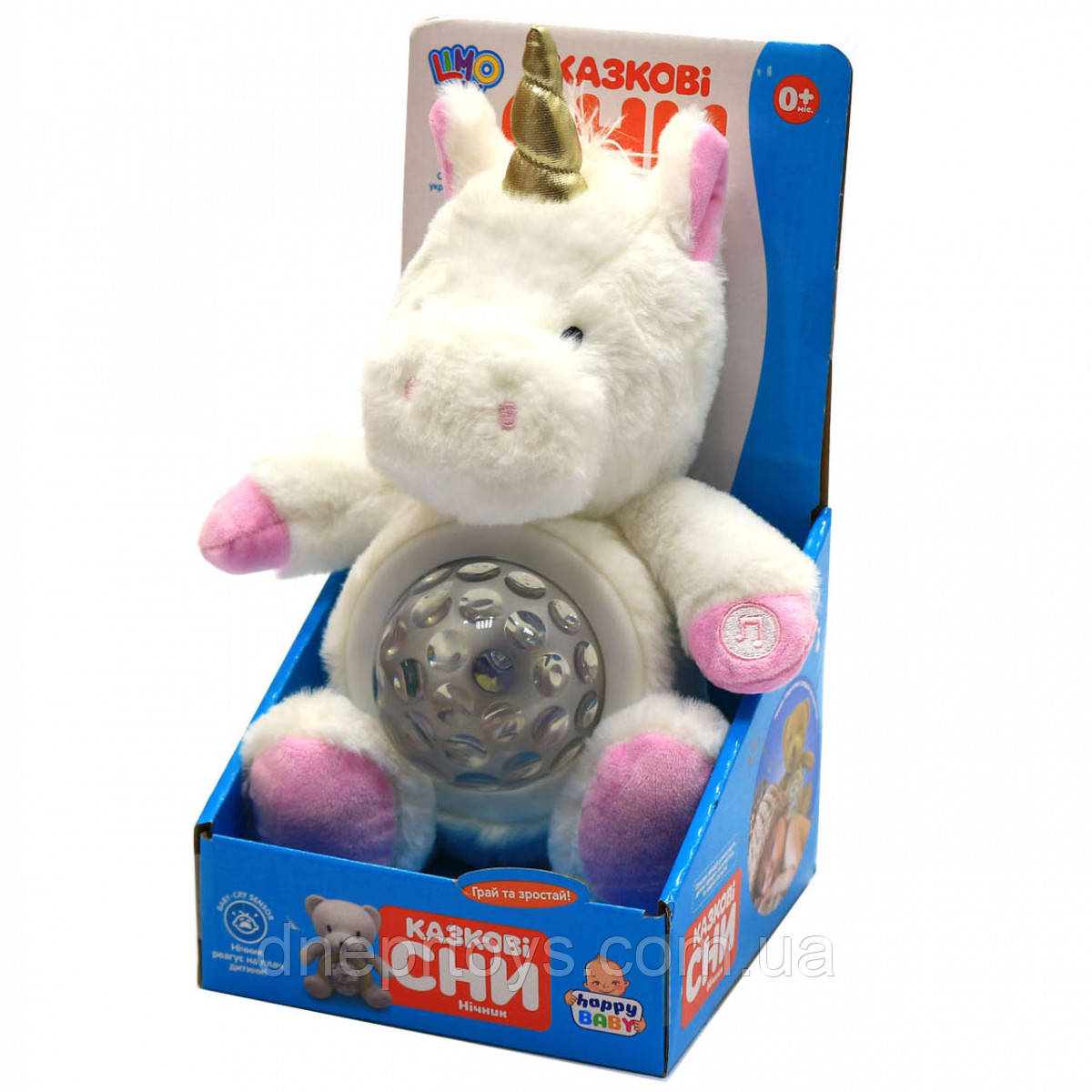 Нічник-м'яка іграшка Limo Toy Єдиноріг, світло, 4 мелодії, автоматичне включення, 13х20х25 см (M 4186)