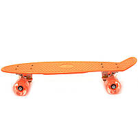 Пенні борд (скейт) з світяться колесами. Безшумний Penny Board Помаранчевий (1996208152), фото 3