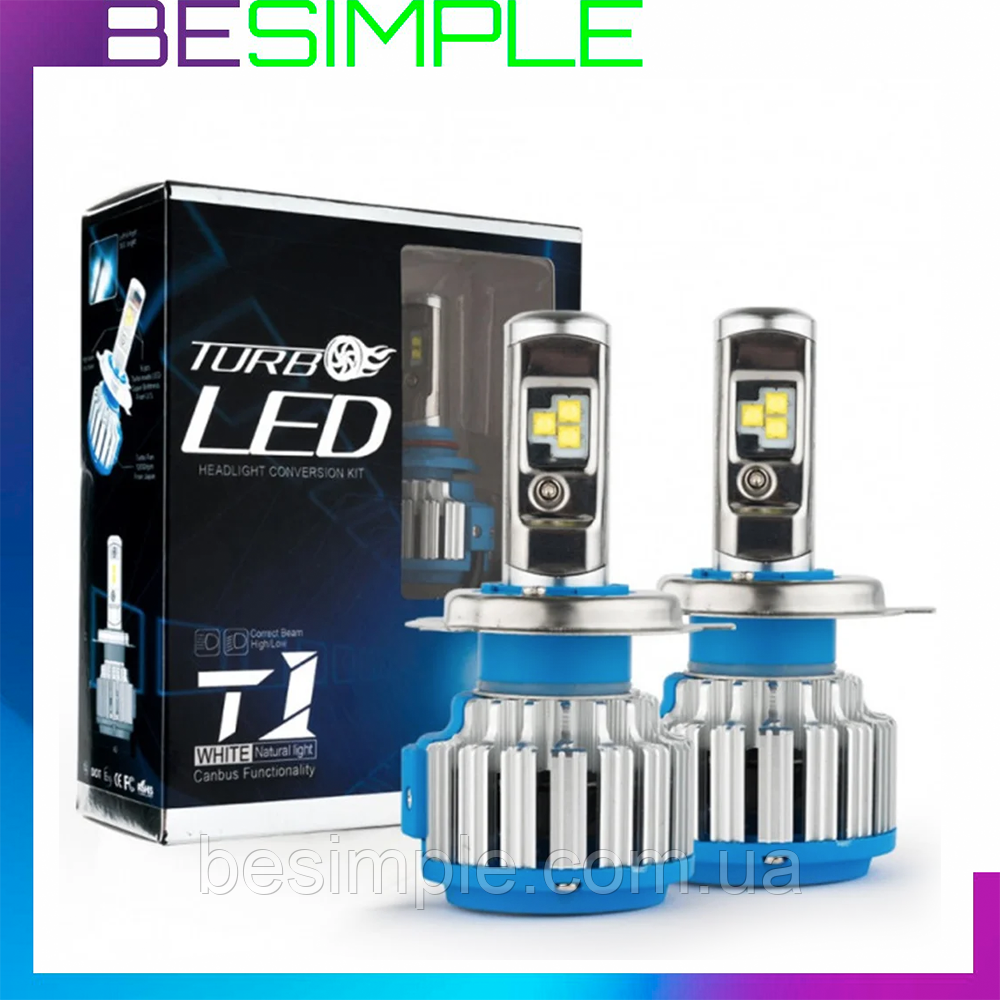 Автомобільна LED лампа T1-H4 2 шт / Комплект автомобільних LED ламп / Світлодіодні лампи