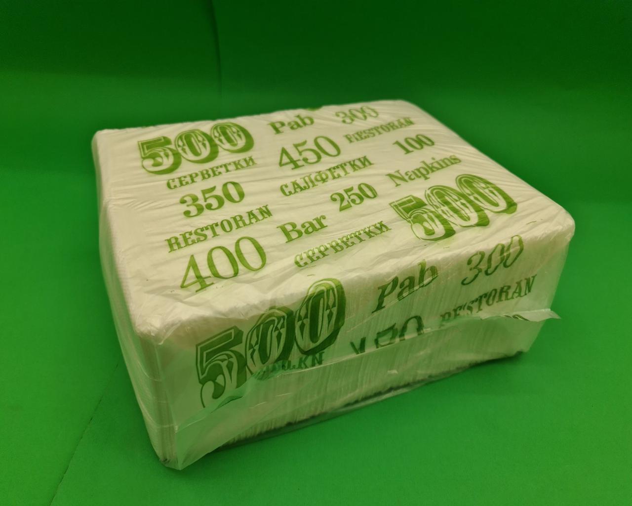 Серветка паперова 400лист Фуршет біла (ЗЕЛЕНА) (1 пач.), фото 1