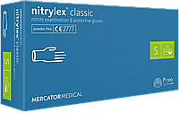 Перчатки нитриловые, текстурированные, неопудренные, Синие (100 шт/уп) Nitrylex CLASSIC, Mercator S