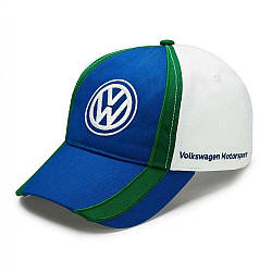 Бейсболка Volkswagen Motorsport Baseball Cap, Blue / Green / White, артикул 5NG084300A